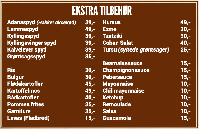 ekstra tilbegør